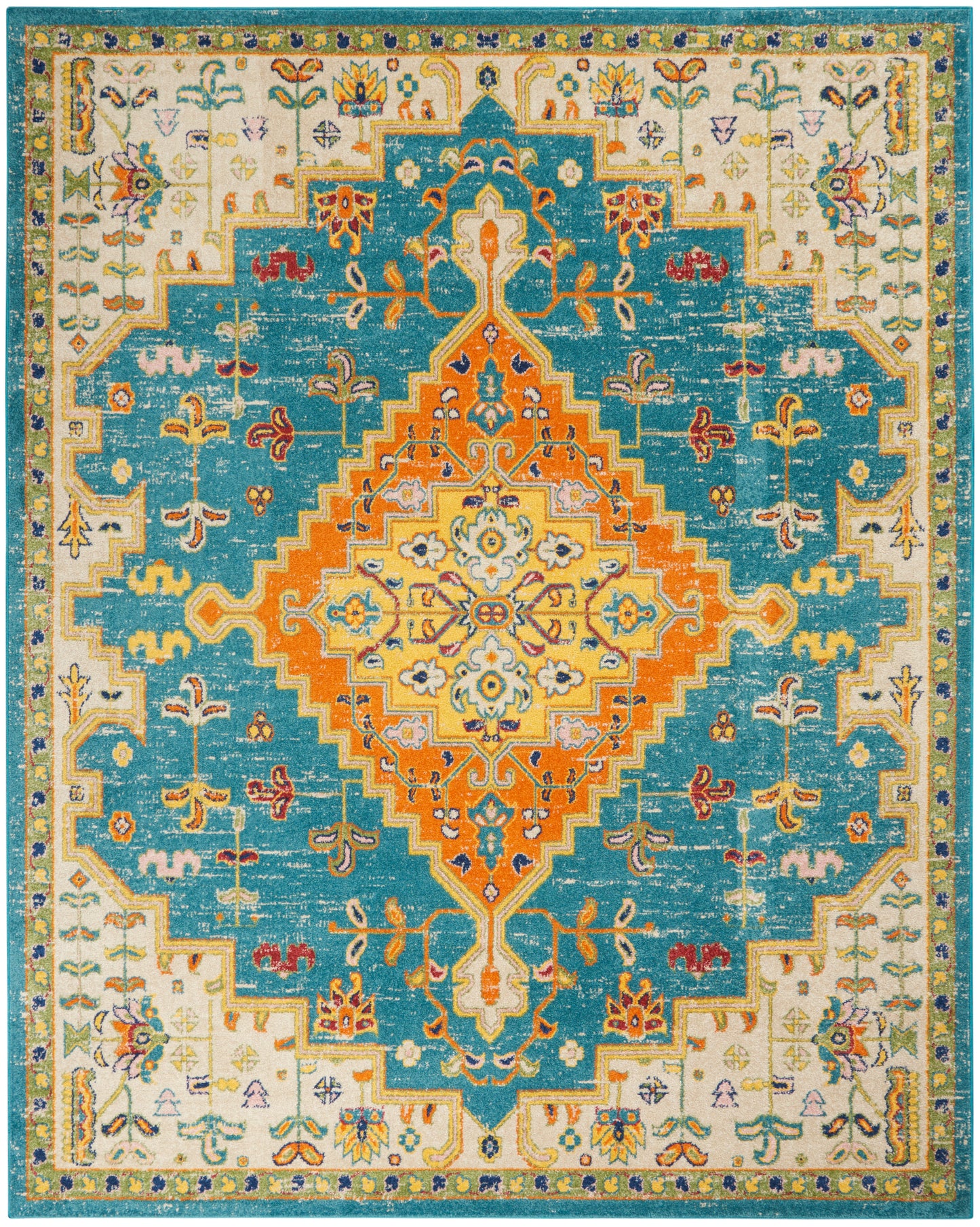 Nourison Home Allur ALR01 Turquoise Ivory  Transitional Machinemade Rug