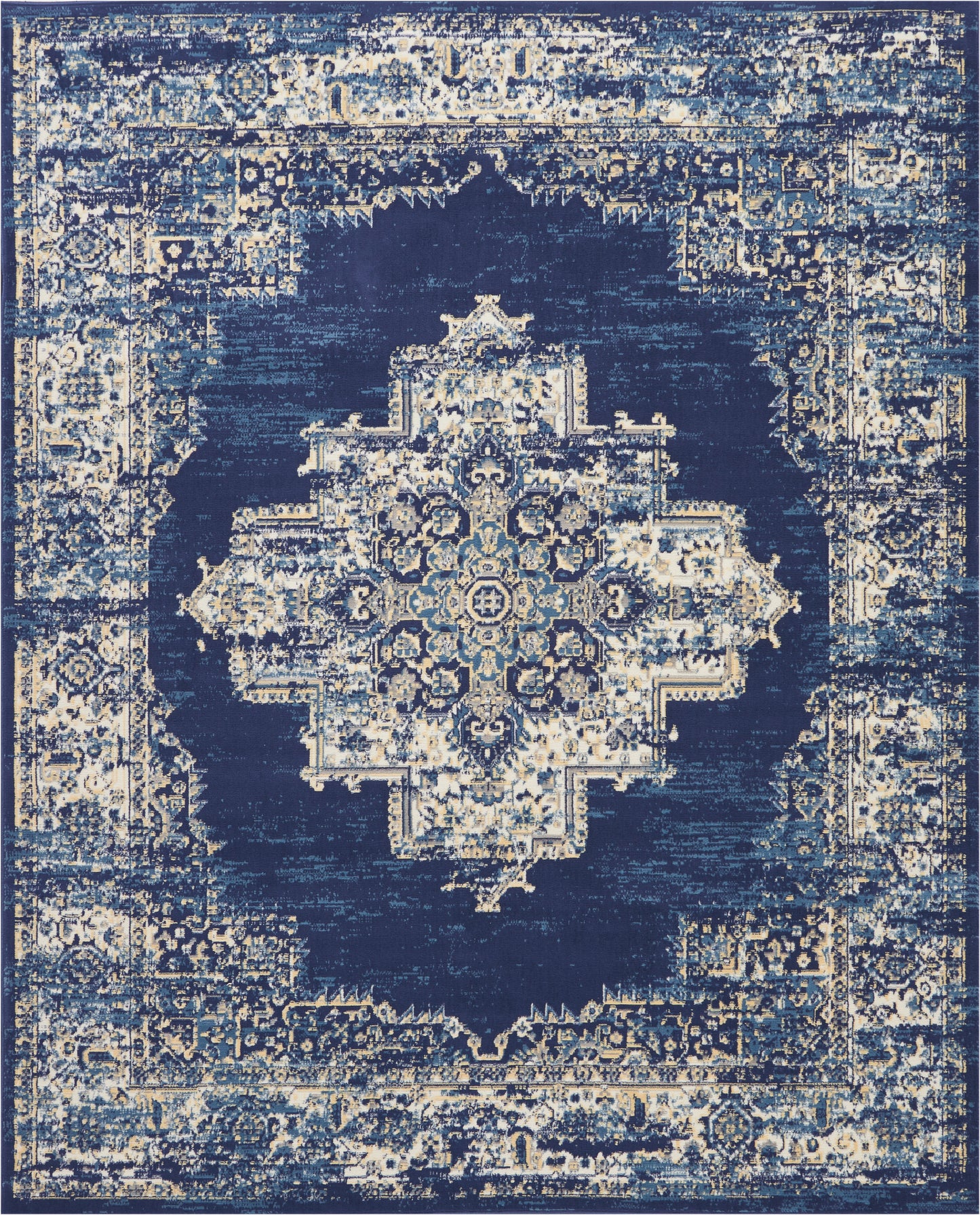 Nourison Home Grafix GRF14 Navy Blue  Transitional Machinemade Rug