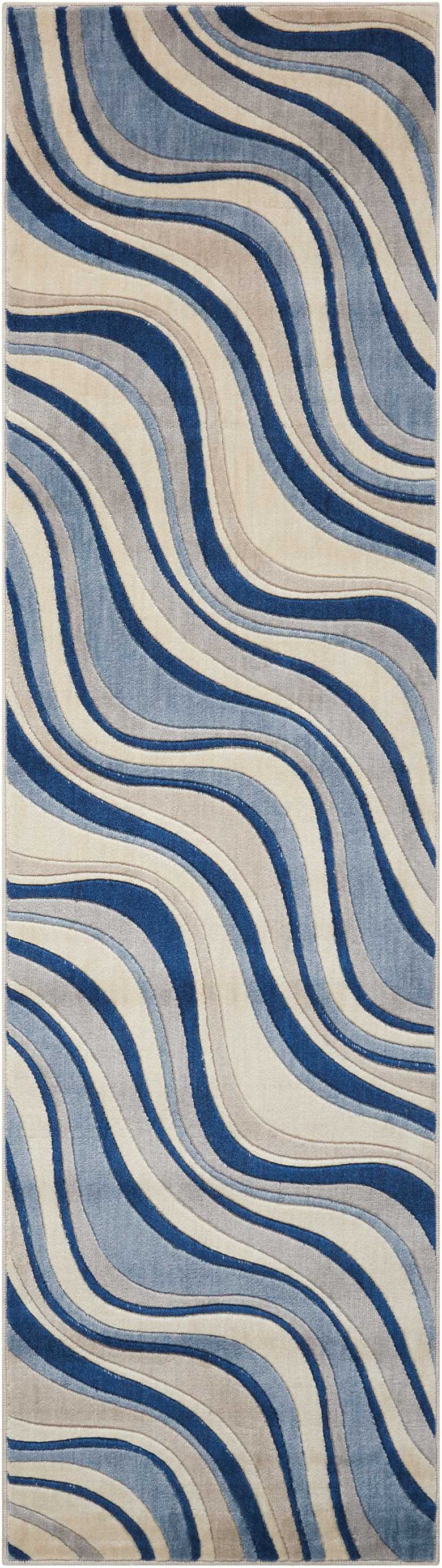 Nourison Home Somerset ST81 Ivory Blue  Contemporary Machinemade Rug