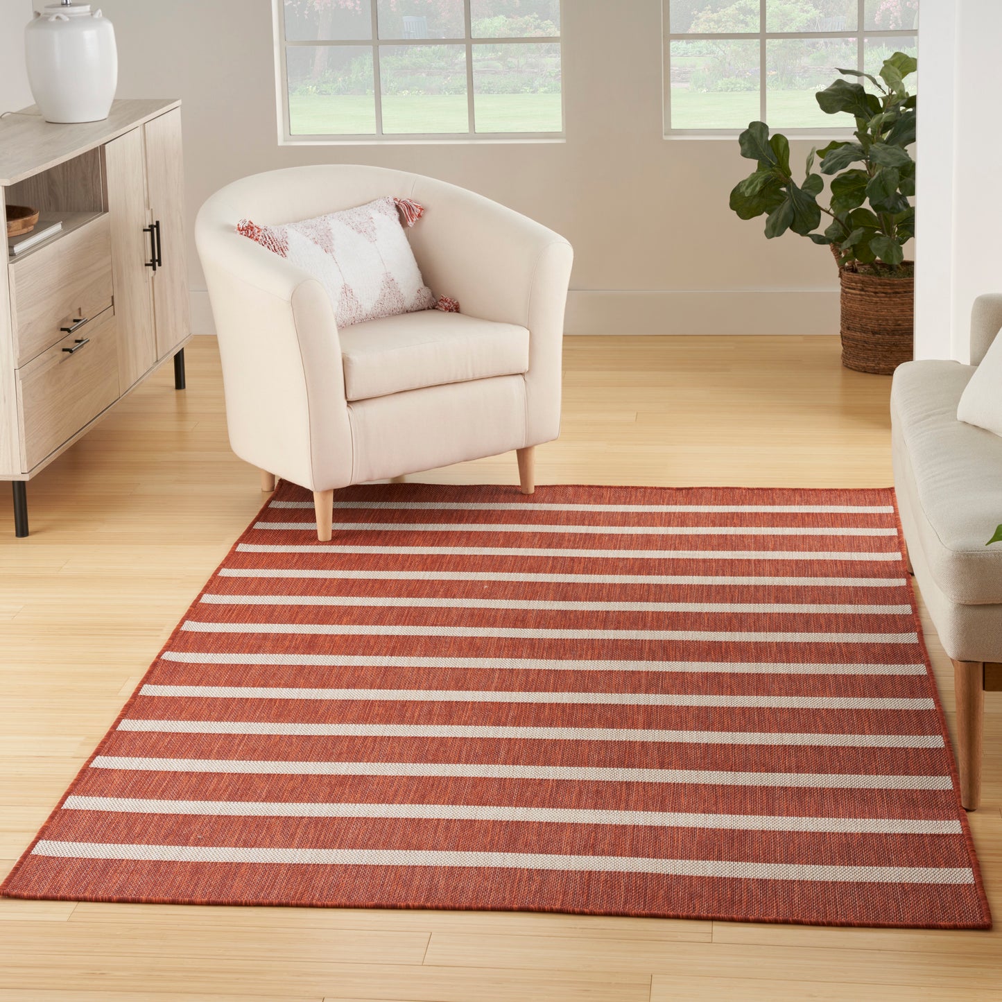 Nourison Home Positano POS03 Terracotta Ivory  Contemporary Machinemade Rug