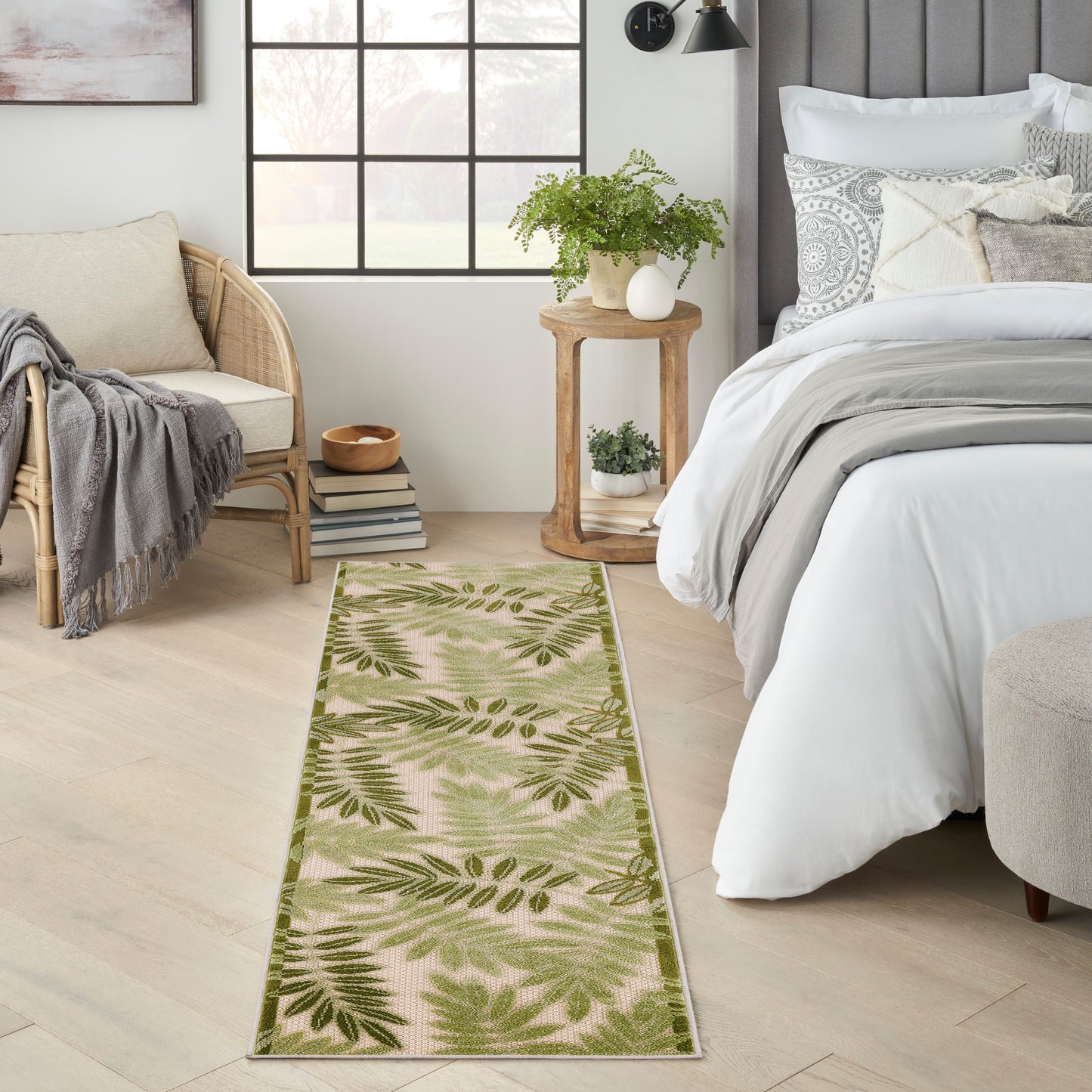 Nourison Home Aloha ALH18 Ivory Green  Contemporary Machinemade Rug