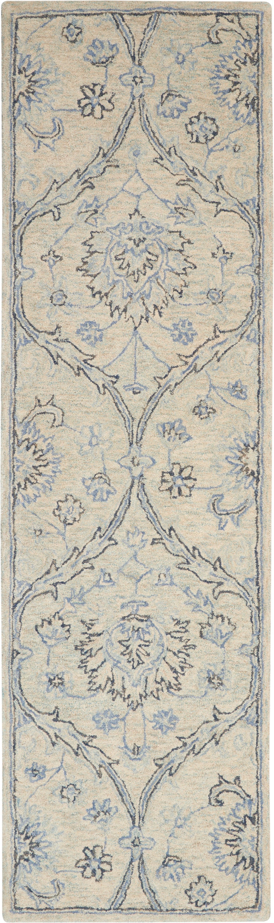 Nourison Home Jazmine JAZ03 Ivory Blue Traditional Tufted Rug