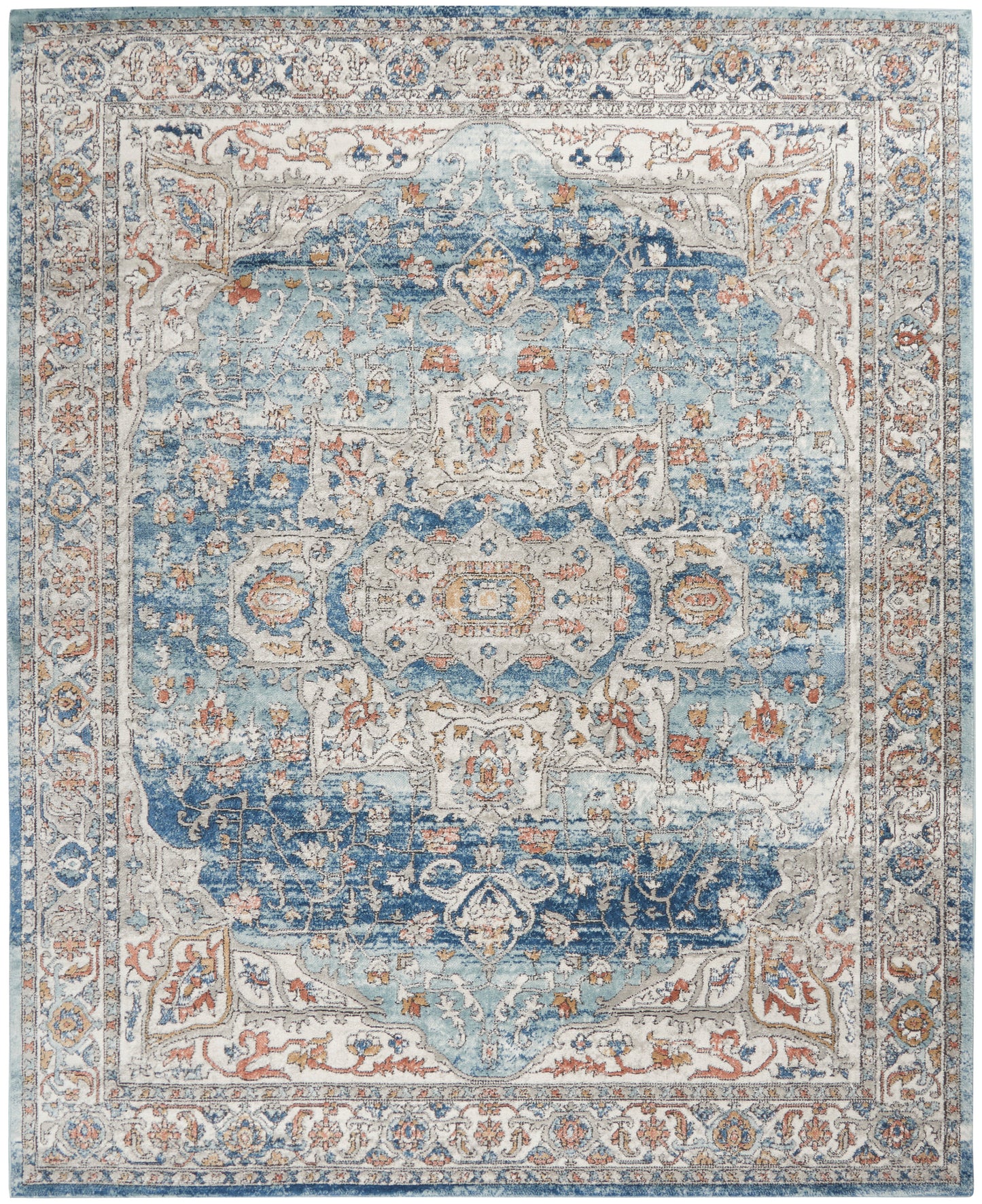 Nourison Home Quarry QUA11 Ivory Blue  Traditional Machinemade Rug