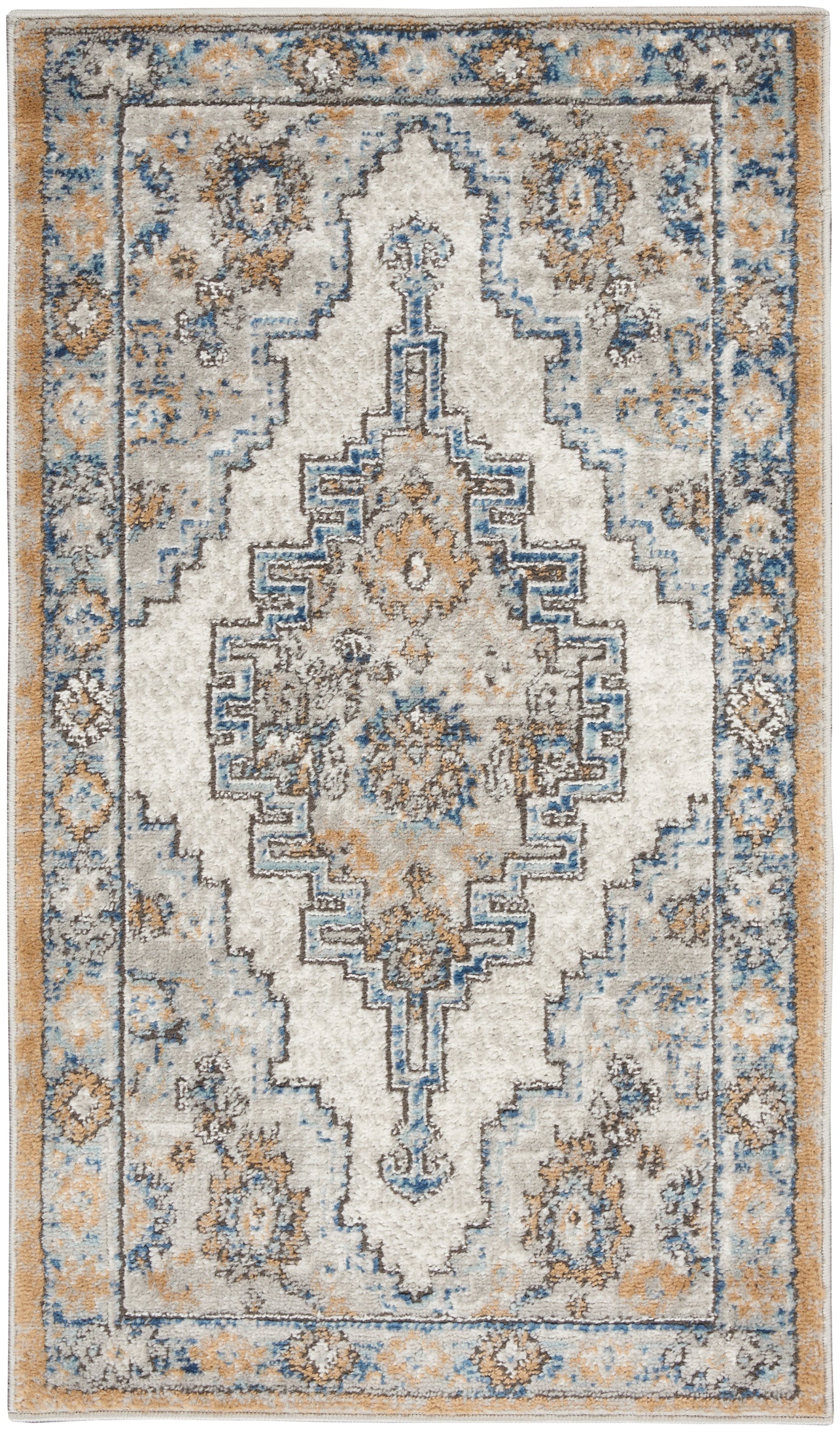 Nourison Home Quarry QUA09 Grey Light Blue Traditional Machinemade Rug