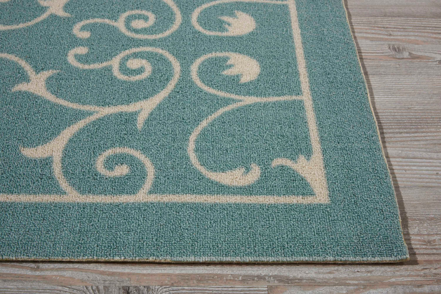 Nourison Home Home & Garden RS019 Light Blue  Transitional Machinemade Rug