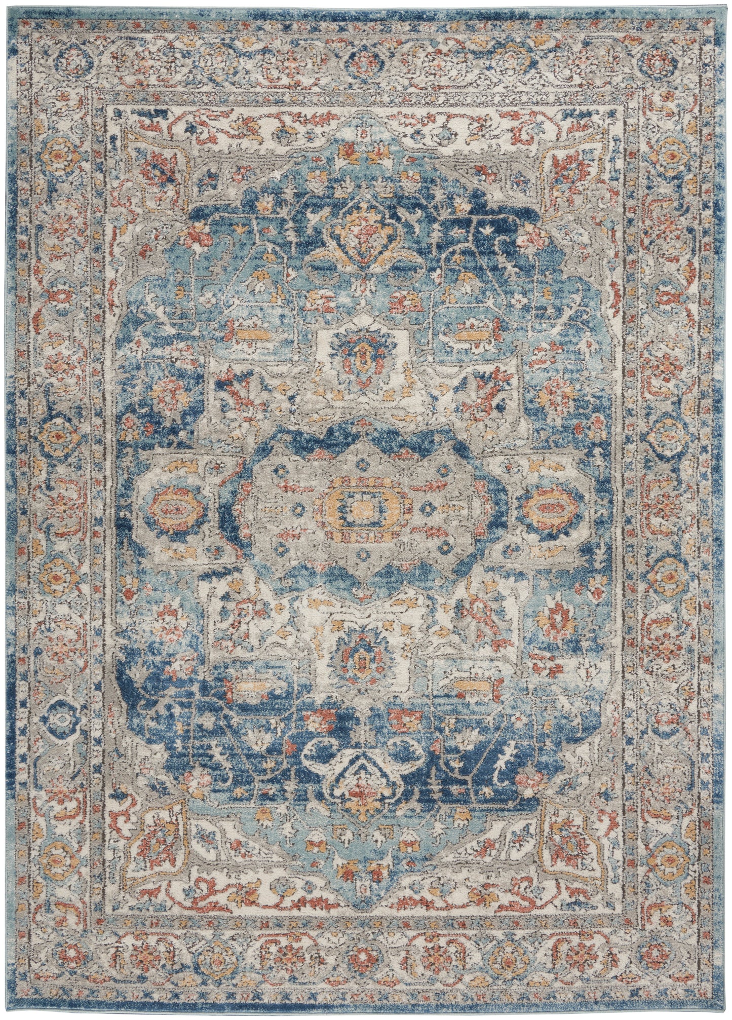 Nourison Home Quarry QUA11 Ivory Blue  Traditional Machinemade Rug