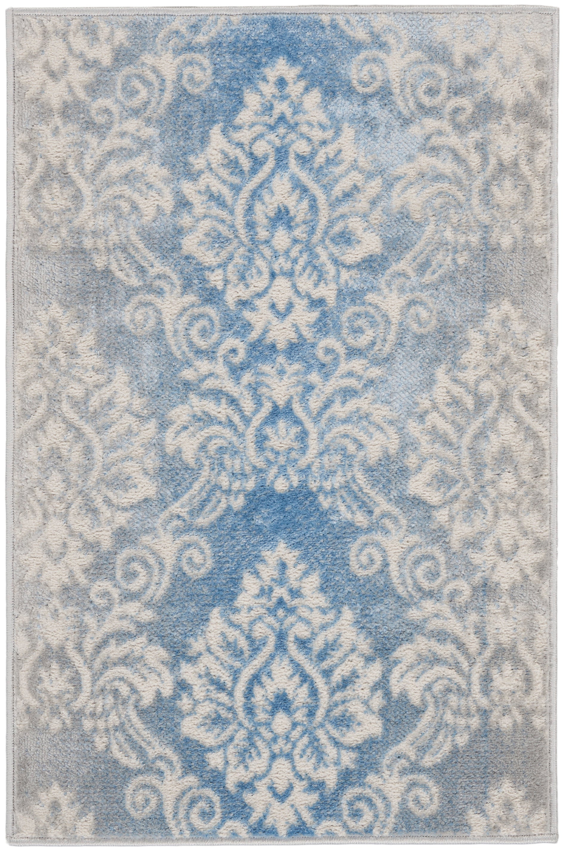 Nourison Home Elation ETN03 Ivory Blue Traditional Machinemade Rug