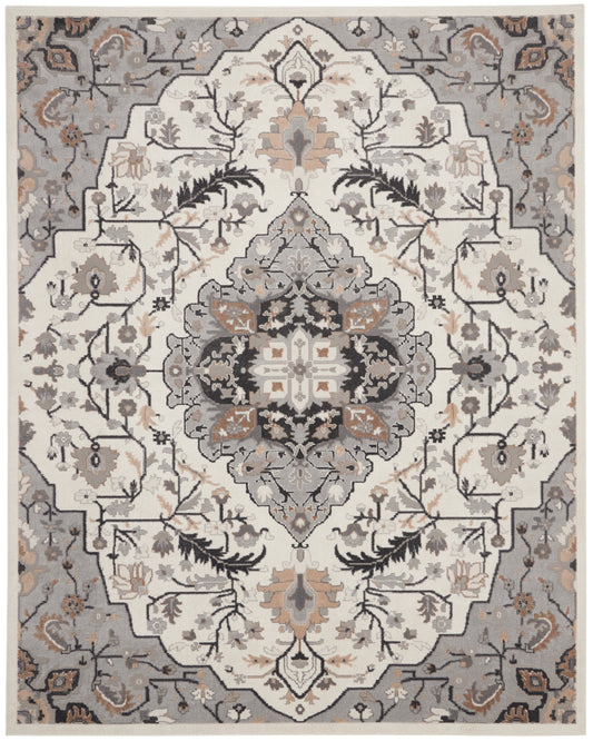 Nourison Home Elation ETN09 Ivory Grey  Traditional Machinemade Rug