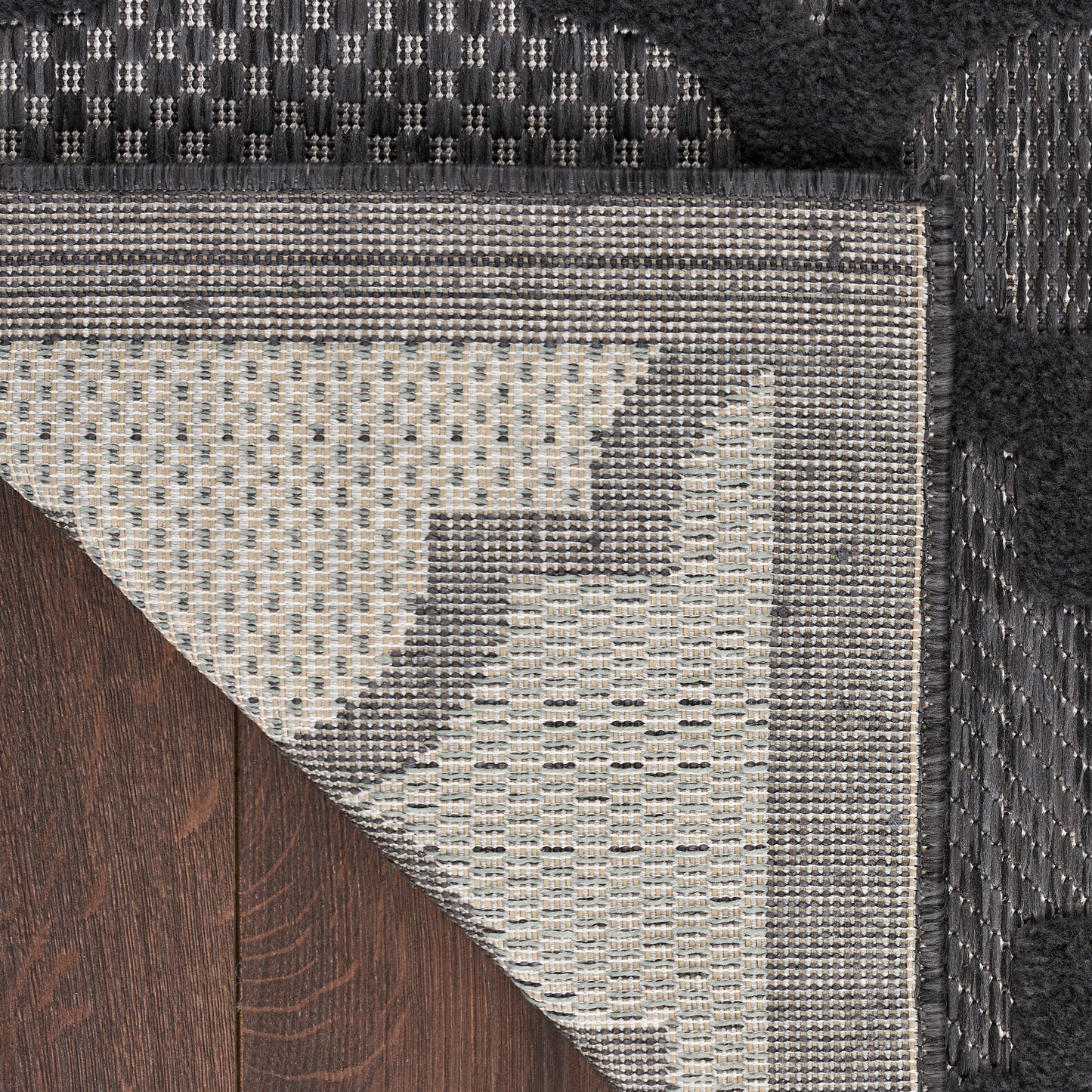 Nourison Home Easy Care NES01 Charcoal Black  Contemporary Flat Weave Rug