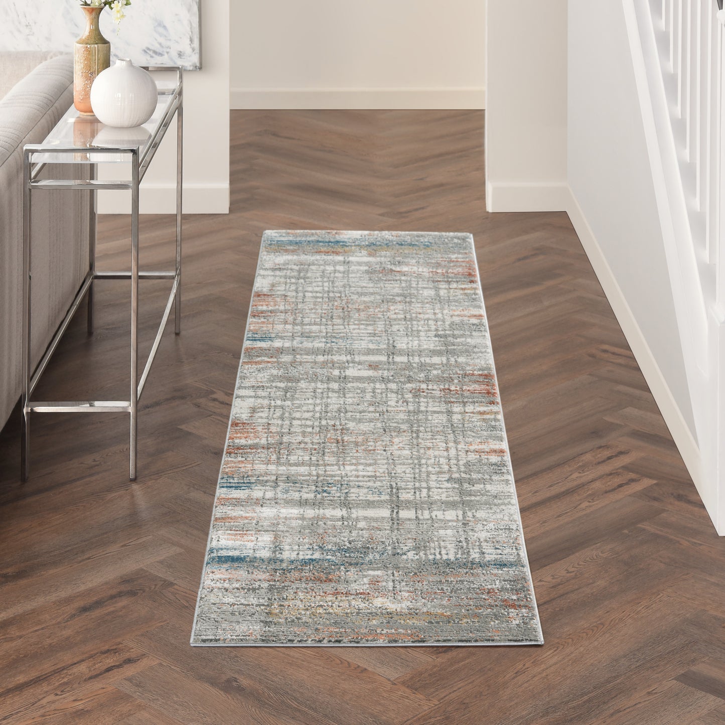 Nourison Home Rustic Textures RUS12 Grey Multi  Contemporary Machinemade Rug