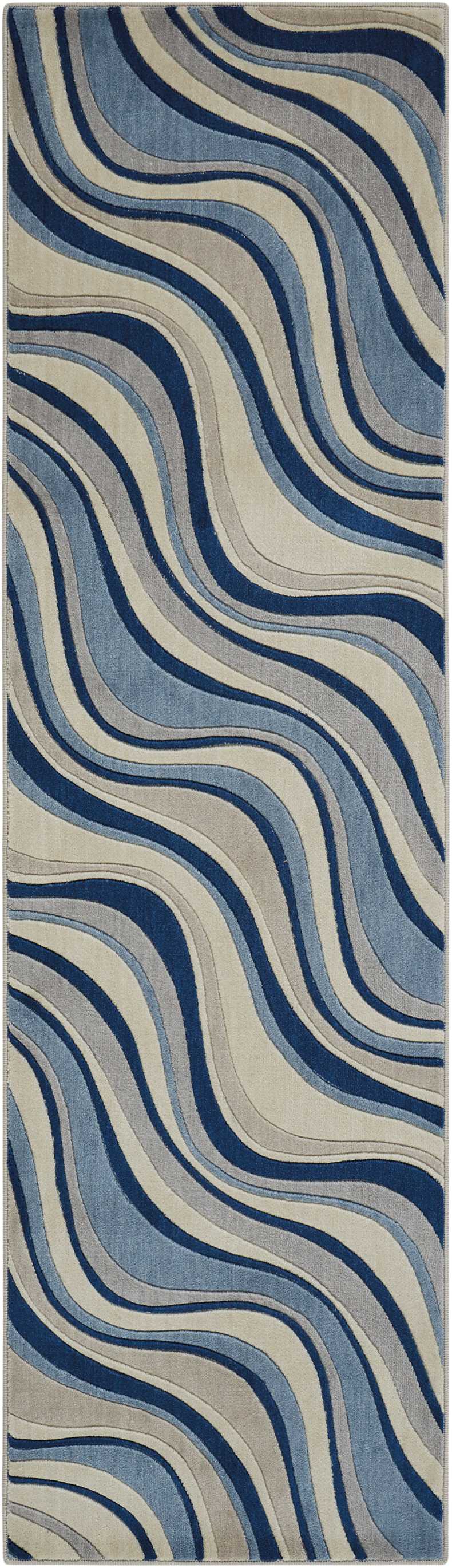 Nourison Home Somerset ST81 Ivory Blue  Contemporary Machinemade Rug